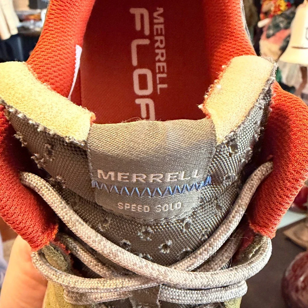 Merrell Mens Speed Solo Hiking Shoes J038395 Tan Brown Orange Vibram Size 13